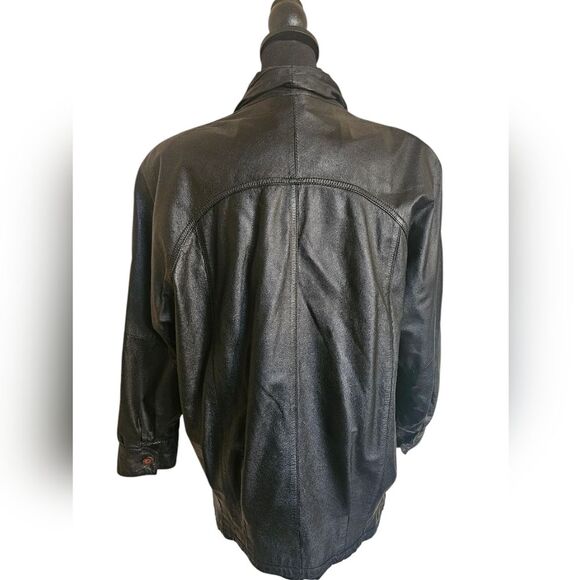 Vintage Pelle Women's Black Leather Button-down Jacket Size M - Picture 4 of 10